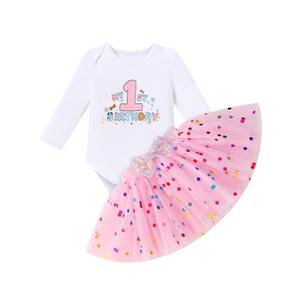 Toddler Girl Birthday Party Outfit Long Sleeve Tutu Dog Ears Hair Clips Set Photo Shoot Cake Smash Pink 1 1T