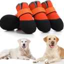 Dog Shoes, Outdoor Dog Boots Non-Slip Waterproof Dog Booties for Medium to Large Dogs 4Pcs for Winter Snowy Day, Summer Hot Pavement with Rugged Sole Orange