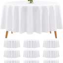 Teruntrue 10 Packs Premium Round Tablecloth 90 Inch White Polyester Table Cloth Bulk Washable Polyester Fabric Tablecloths Table Cover for Wedding Party Banquet Buffet Holiday Dinner (White, 90 Inch)