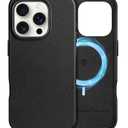 SHIELDON Case for iPhone 16 Pro 6.3" 2024, Genuine Leather Magnetic Wireless Charging, Slim Fit, Non-Slip, Metal Buttons, Shockproof Protective Phone Case Compatible with iPhone 16 Pro - Nappa Black