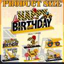 2 x 6 Pcs Construction Birthday Party Wooden Table Centerpiece Yellow Truck Construction Sign Wood Excavator Table Topper Decorations for Baby Shower Truck Birthday Party Supplies