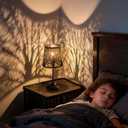 3 Level Dimmable Touch Table Lamp, Black Metal Tree Pattern Shadow Lamp, Small Bedside Night Light for Kids, Vintage Accent Decor Lamp Halloween Indoor Mood Lighting Bedroom Living Room Small Spaces
