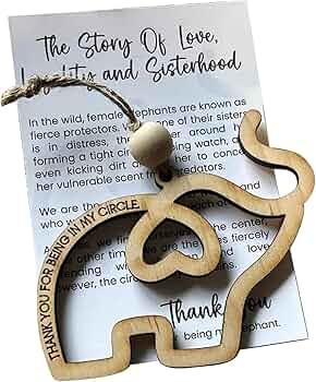 Gift Sisterhood Elephant | Sisterhood Ornament, Symbol of Friendship Wooden Elephant with Story Card, Perfect Present for Women