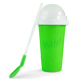 Kool-Aid Squeezy Slush Cup 2 Pack Slushy Maker Cup with Lid & Straw for Friends and Family, Portable Smoothie Squeeze cup for Milk, Juices, and Ice Cream Make (Green + Yellow)