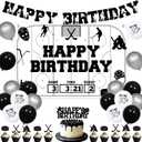 Ice Hockey Birthday Decorations for Boys Hockey Birthday Cupcake Cake Toppers Happy Bday Backdrop Game Day Party Decors for Sports Bday Party Supplies