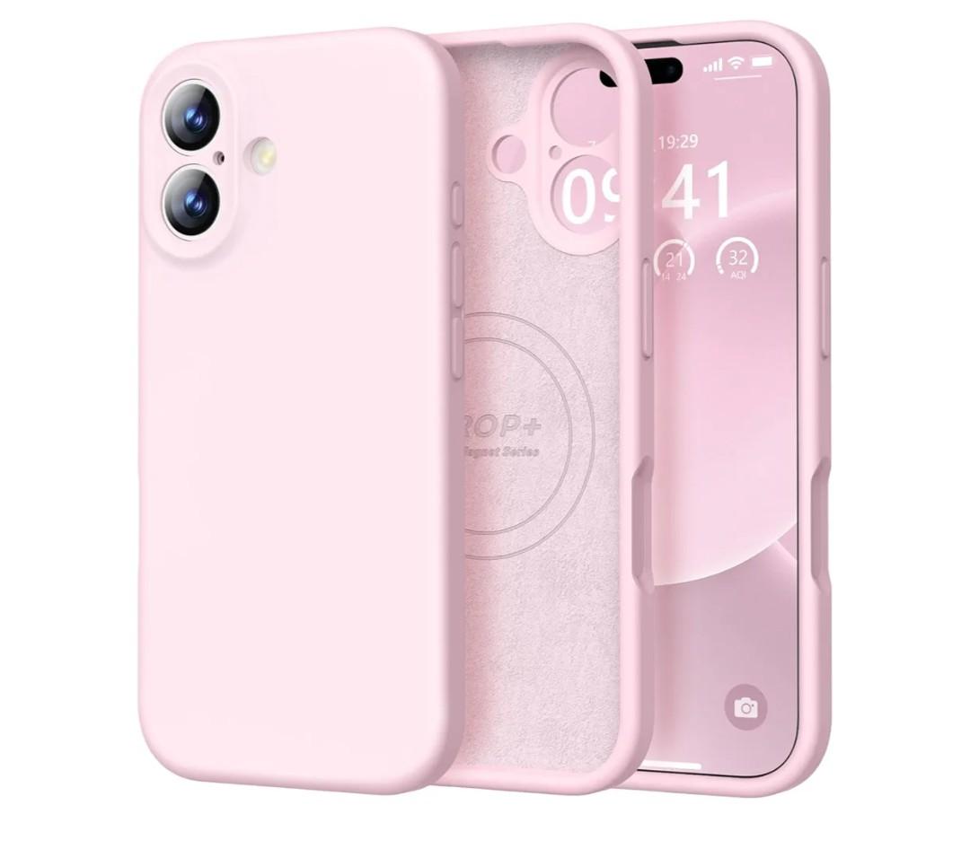 Vooii Magnetic for iPhone 17 Case, Compatible with Magsafe (Premium Liquid Silicone) (Integrated Camera Control Button) Full Body Protective Anti-Scratch Microfiber Lining 6.3", Chalk Pink
