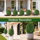 INSPRING 27'' Artificial Boxwood Topiary Trees Outdoor Fake Bushes Plants UV Resistant Evergreen Shrubs with Metal Ground Spike for Porch Patio Garden, 1 Pack