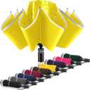 Bodyguard Inverted Umbrella - Large Windproof for Rain & Sun, Compact Reverse With Reflective Stripe, Teflon-Coated for Women Men, Travel Folding With Cover Bag (46 IN, Yellow)