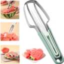 Pack of 4 Fantexy 3-in-1 Watermelon Slicer and Popsicle Maker - Stainless Steel Melon Cutter Tool for Camping and Kitchen