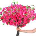 30 Pcs Artificial Faux Bougainvillea Fake Flower Silk Bougainvillea Branches UV Resistant Outdoor Indoor Decoration for Wedding Home Centerpieces Outside Decor (Rose Red)