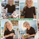 Toddler Girls Short Sleeve Shirt Cotton Ribbed Slim Fit V Neck Elbow Length Casual Soft Basic Top Kids Summer Tee (Brown)