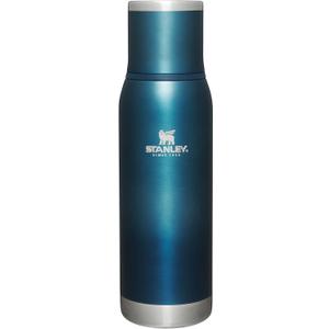 Stanley Adventure-To-Go Vacuum Bottle 25 oz | Wide Mouth with Leakproof Cup Lid | Keep Drinks Hot or Cold | Packable for Travel | Insulated Stainless Steel Thermos | BPA-Free | Blue Glow