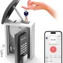WeHere Key Lock Box Wall Mount with Key Drop Slot, Smart Digital Lockbox, OTP/APP Bluetooth/Wi-Fi/Fixed Code/Key Unlock, Key Safe Security Storage for House Outside, Realty Business, Apartment, Store (Black)