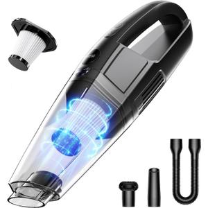 BSRCO Handheld Vacuum Cordless, Rechargeable 8000PA, Car Vacuum Portable Cordless, Hand Vacuum Rechargeable, 3 in 1, Lightweight, Hand Held Vacuum Cleaner for Car Home Office, Pet Hair (Black)