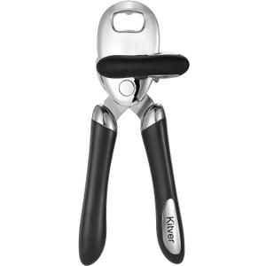 Multi-function Manual Can Opener Bottle Opener, Oversized Hand-held Easy Rotary Knob, Safe Cut Can Opener with Non-Slip Handle, Smoother Cut Sharp Blade for Seniors Kitchen Tool, Black