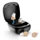 Invisible CIC Hearing Aids for Seniors, Rechargeable In-the-Canal OTC Hearing Amplifier with 3-Level Volume Control, DSP Noise Reduction, Portable Charging Case