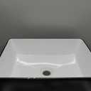 Ceramic Bathroom Sink, Black and White 19" x 15" Above Counter Porcelain Vessel Sink with Black Faucet and Pop up drain Set, Rectangle