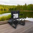 GCI Outdoor Freestyle Rocker XL with Side Table Camping Chair | Portable Folding Rocking Chair with Solid, Durable Armrests, Drink Holder & Comfortable Backrest Black