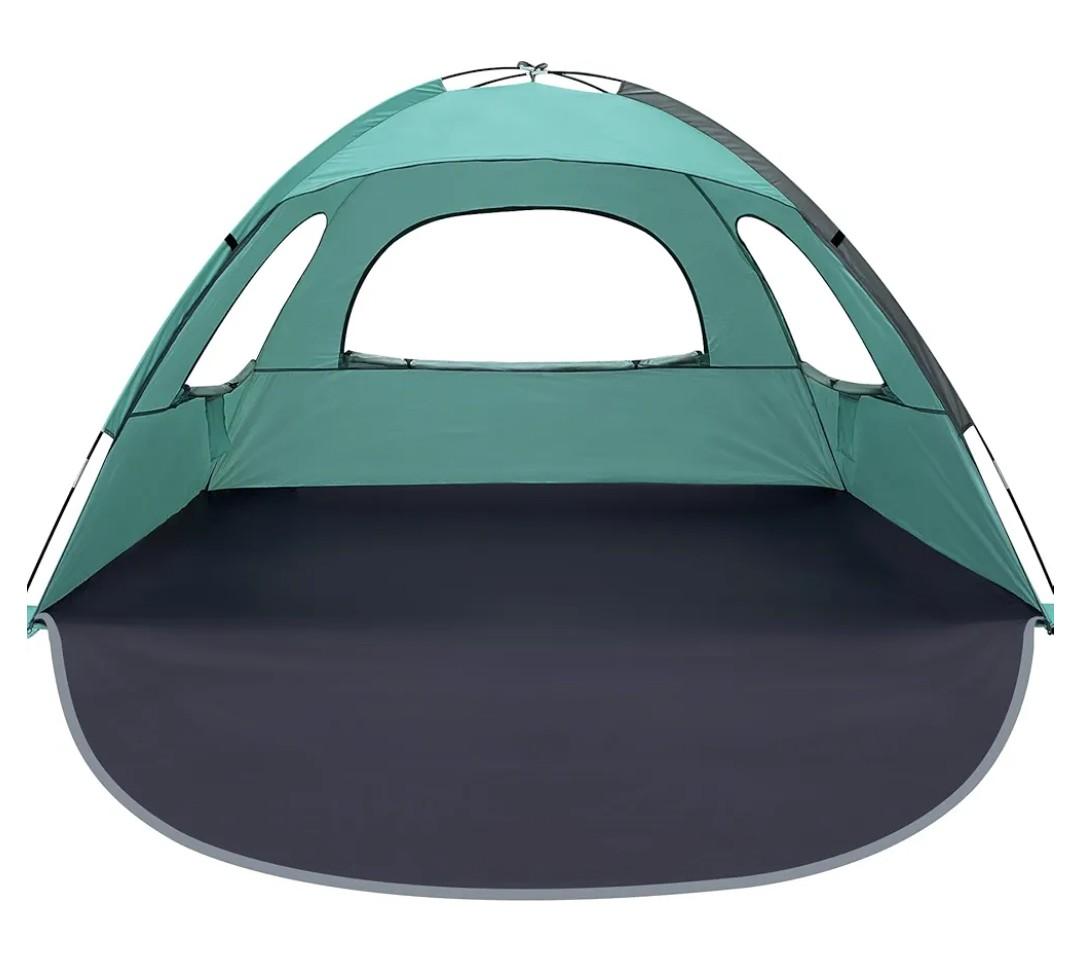 WhiteFang Beach Tent Anti-UV Portable Sun Shade Shelter for 3 Person, Extendable Floor with 3 Ventilating Mesh Windows Plus Carrying Bag, Stakes and Guy Lines