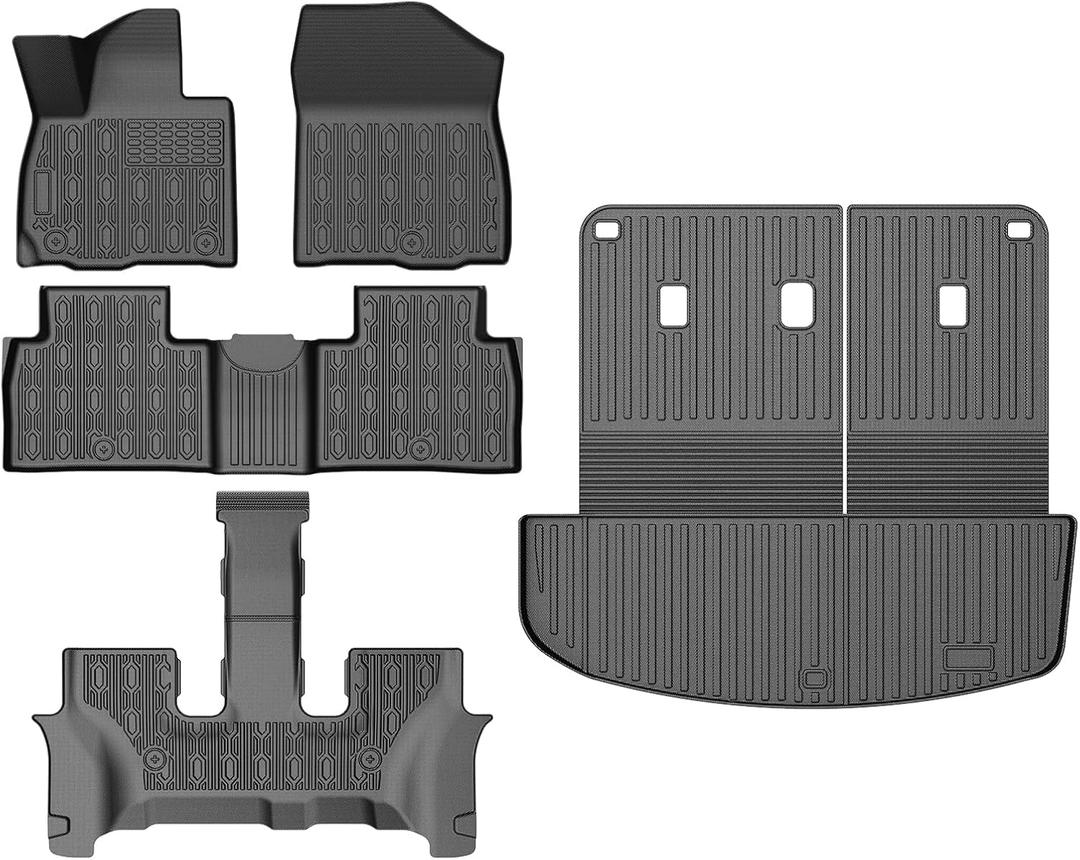 Palisade Floor Mats - Car Mats for Hyundai Palisade 7/8 Seats 2026 (Only Fit Gas), All Weather Full Set Cargo Liner with Backrest Mat for Palisade Accessories, Heavy Duty Waterproof, Black