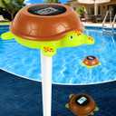 LuxBlue Turtle Floating Solar Pool Thermometer with String & Backlit Screen | Ultra-precise Digital Pool Thermometer with 1 Accuracy, IP68 Waterproof | Pool Temperature Guage for Hot Tub, Spa, Pond