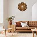 XFM Modern Wall Clock for Living Room Decor 20 Inch Large Brown Analog Wall Clock Silent Wall Clocks Battery Operated