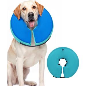MIDOG Soft Inflatable Dog Cone,Donut E-Collar Alternative for After Surgery, Prevents Licking, Allowing Normal Eating & Vision,Comfortable Recovery Collar for Small Medium Large Dogs&Cats,GreenBlue-XL