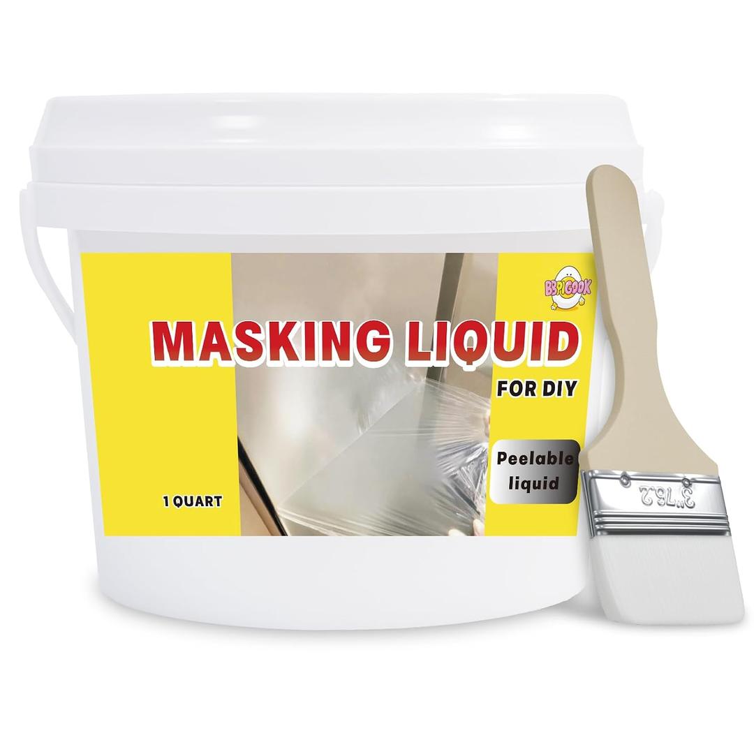 Masking Liquid Tape, Transparent Peelable Coating, Used for Priming Window Painting, Metal, Wood, Glass, Plastic, Non-Porous Painted Surfaces(with Brush