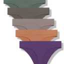 GRANKEE Women's High Waisted Breathable Seamless Thong Panties,No Show Workout Underwear,Comfortable Cotton Crotch,6 Pack (XL)