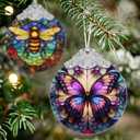 Butterfly Stained Glass Orament - Christmas Ornament - Christmas Decorations for Tree - Holiday Present ldeas - Gift Exchange