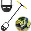 41.7" Manual Edging Chopper - Half Moon Sharp Serrated Blade, Non-Slip T-Handle, Durable Steel Shaft for Garden, Lawn, Driveway & Pavement Edging, Trimming Weeds & Landscaping Borders