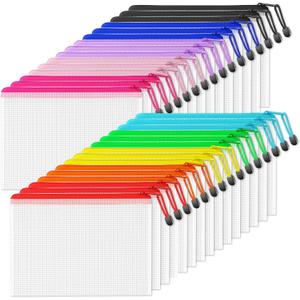 SUNEE Mesh Zipper Pouch 7.8x10.8 in (10 Colors, 30 Packs), Mesh Bags with Zipper for School Office Supplies, Puzzles & Games, Travel Accessories, Waterproof Zipper Pouches for Organizing (Multicolored)