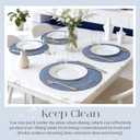 Geosar 100 Pcs Disposable Paper Placemats Cotton Woven Look 13'' Round Placemats Rustic Disposable Table Pads Bulk for Dining Table Decoration Birthday Wedding Bridal Baby Shower Party (Dusty Blue)