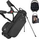 Lightweight Golf Stand Bag with 14 Way Full-Length Dividers, 7 Zippered Pockets and Rain Cover, with Handles and Dual Strap