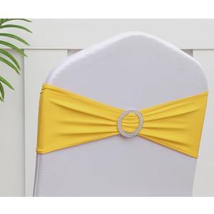 Gankar Yellow Sapndex Chair Sashes 48 Pack, Yellow Chair Bows Sashes for Wedding Birthday Party Folding Chairs Decor