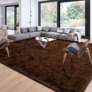 Merelax Soft Modern Indoor Large Shaggy Rug for Livingroom Bedroom Dorm Kids Room Home Decor, Non-Slip Plush Fluffy Furry Fur Area Rugs Comfy Nursery Accent Floor Carpet 9x12 Feet, Brown