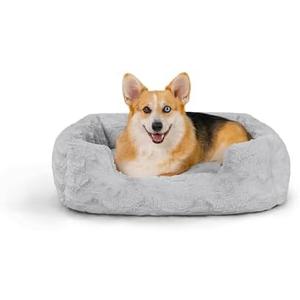 Best Friends by Sheri Lux Lounge Bed Calming Faux Fur Dog Bed, Gray, Medium, 30" x 20"