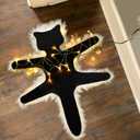Light Up Fried Cat Rug, Christmas Vacation Decoration Vacation Village Gifts Funny Christmas Decoration Rug with Light Always On or Flashing Halloween Decor (Warm Lights)