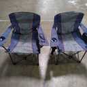 Oversized Camping Chair Heavy Duty 500LBS - 2 PCS Folding Outdoor Chair with Cooler Bag, Storage Pockets, Portable Collapsible Lawn Chairs for Adults (Blue & Gray)