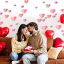 200 Pcs Heart Wall Decoration 3D Heart Stickers Glitter Paper Wall Decal for Office Bedroom Bathroom Wedding Anniversary Home Decor 4 Different Sizes(Pink and Rose Gold)