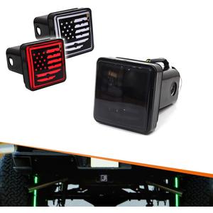 Adiil LED Brake DRL Trailer Hitch Light Brake Lamp Fit Trailer Hitch Cover 2" Towing & Hauling-US Flag