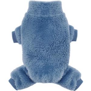 Idepet Velvet Dog Pajamas, Turtleneck Pet Sweater Fuzzy Plush Onesie Soft Cat Apparel Pet Clothes Winter Outfit Doggy Pjs Puppy Jumpsuit for Small Dogs Cats (Blue,S)