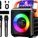 Karaoke Machine,8000mAh Portable Bluetooth Speaker with 2 Wireless Microphones for Adults & Kids,Microphone Speaker Set with Lights,Supports for TF Card/USB, AUX in, FM, REC