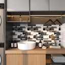 Peel and Stick Backsplash Tiles for Kitchen Black and White Stick on Backsplash Kitchen Backsplash Contact Paper Kitchen Wallpaper Self Adhesive Removable Wallpaper for Bathroom Waterproof 15.7118