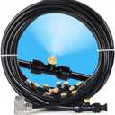 Bonviee Misters for Outside Patio, 100FT Misting Cooling System for Patio, 100FT (30M) Misting Line+28 Mist Nozzles+3/4" Brass Adapter, Pre-Assembled Garden & Greenhouse Watering System