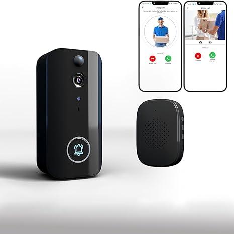Wireless Doorbell Camera with Chime, 4000mAh Battery, Night Vision Smart Doorbell, Motion Detection/Visitor Capture/Home Security 2.4Ghz WiFi Video Doorbell, Local/Cloud Storage No Subscription