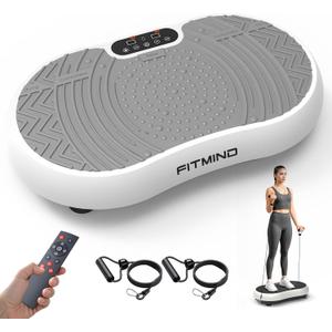 Vibration Plate Exercise Machine, 24" x 14" Extra-Large Vibration Plate for Lymphatic Drainage, Vibration Plates for Weight Loss, Relaxing, Recovery (White-Gray)