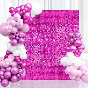 Hot Pink Shimmer Wall Panels Sequin Wall 6FTx4FT Glitter Background for Disco Party Wedding Anniversary Girls Birthday Bridal Shower Decorations