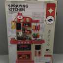 47PCS Kids Kitchen Playset with Sound & Light, Cooking Stove with Steam, Play Sink and Toy Kitchen Accessories - Pretend Kitchen Play Food Toys for Boys and Girls, Toddler Kitchen Set (Red)