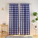 Buffalo Check Curtains 108 inch Long Farmhouse Living Room Divider Bedroom Gingham Plaid Window Curtain Panels Sliding Glass Door Drapes 2 Panels Rod Pocket Window Treatment Set Navy Blue & White
